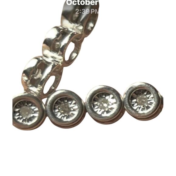 Sterling Silver 925 Classic Diamond Tennis Bracelet Tested 12.6g Design 7.5" - Picture 6 of 10